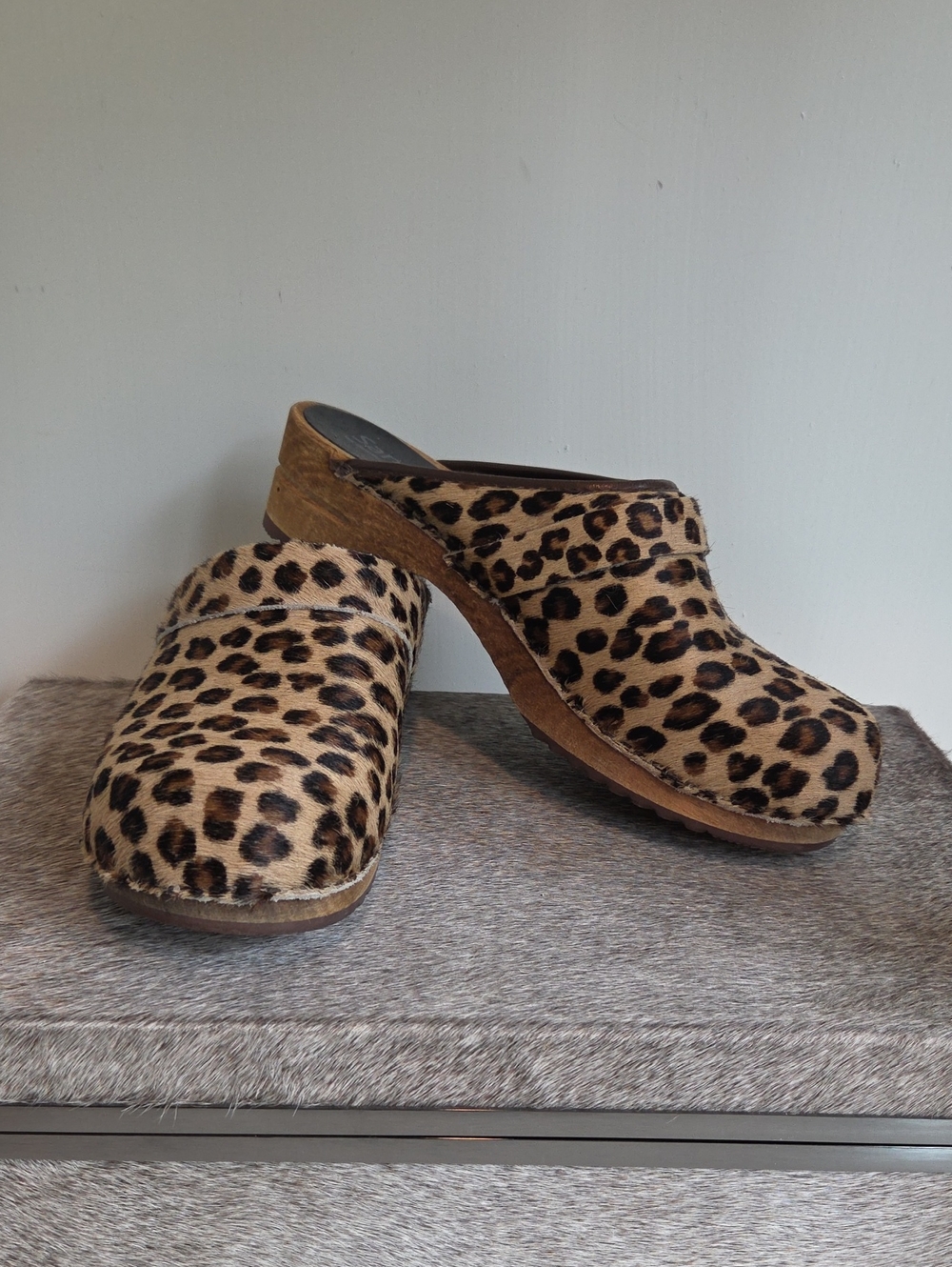 Sanita Leopard-Print Clog Mules in Brown and Black